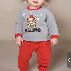 Moschino Gray and Red Kids Matching Set